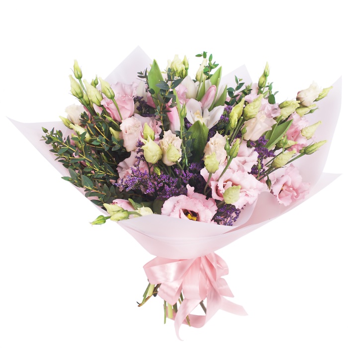 pink lysianthus bouquet