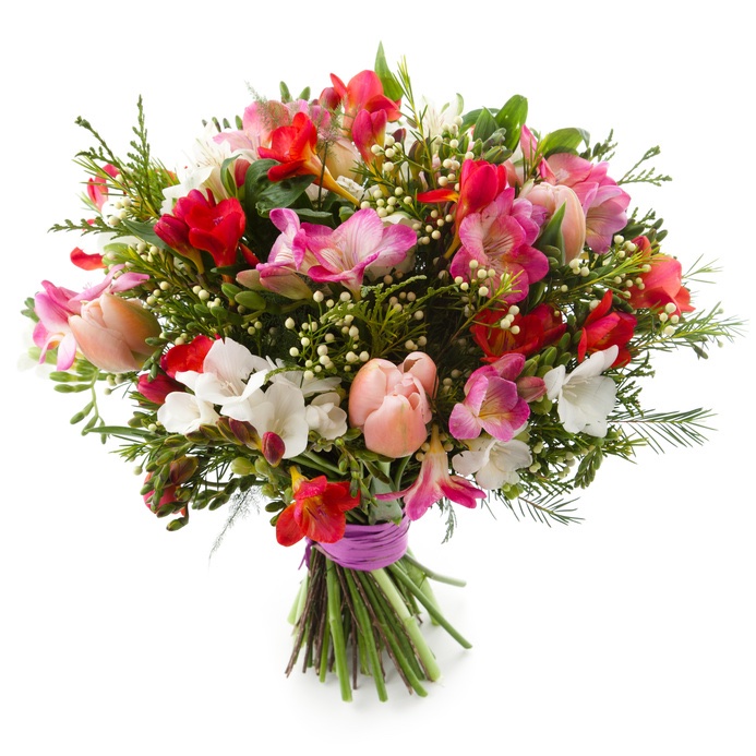 bouquet di fresie miste e tulipani: consegna Mazzi di Fiori a