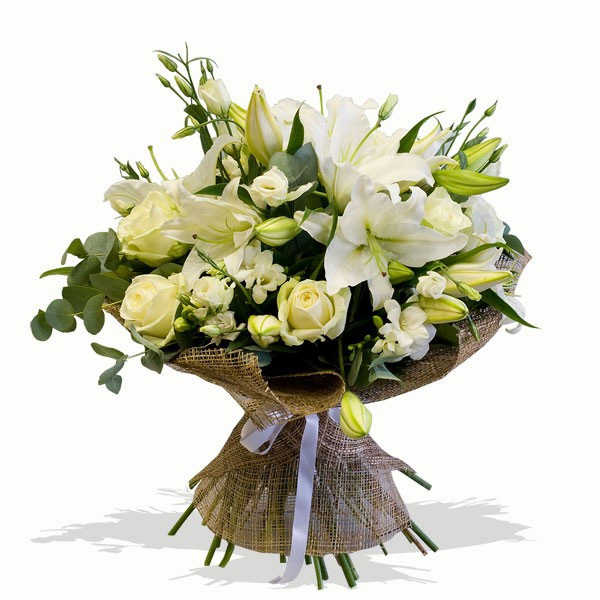 Bouquet rose gigli e misto bianco