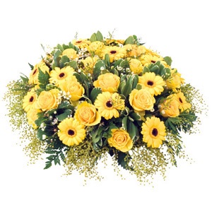 cojin de flores amarillas