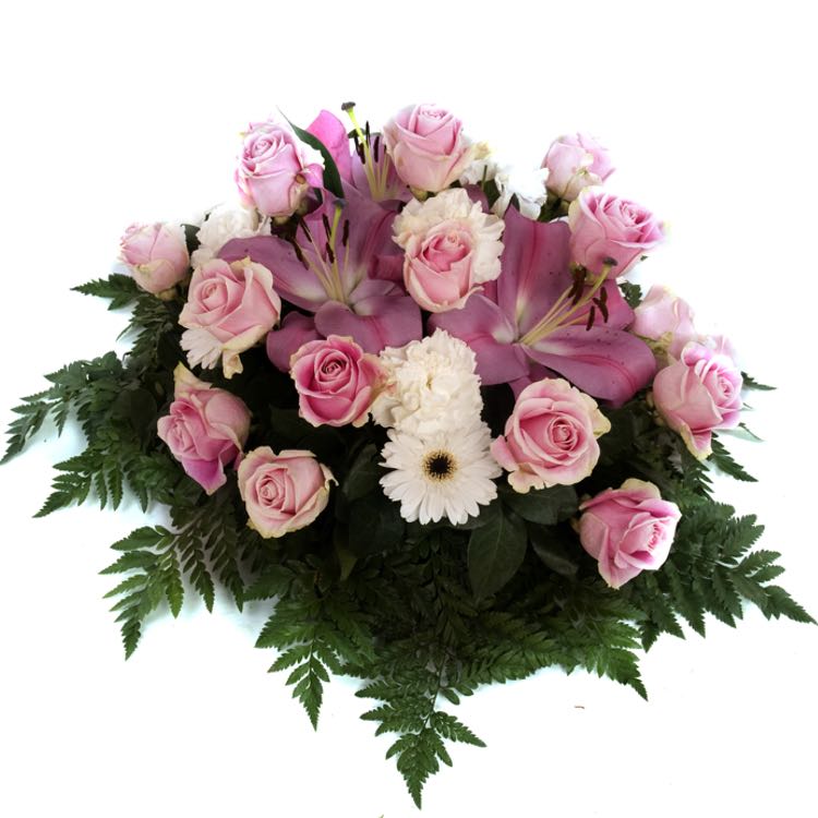 cojin funerario de flores rosas