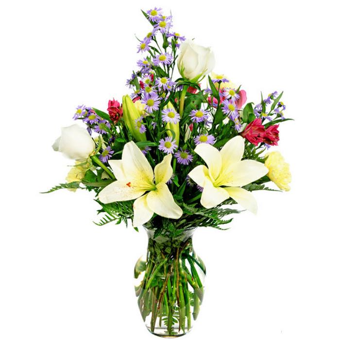 lirios blancos y flores pequenas: enviar y entregar Bouquets a Panama