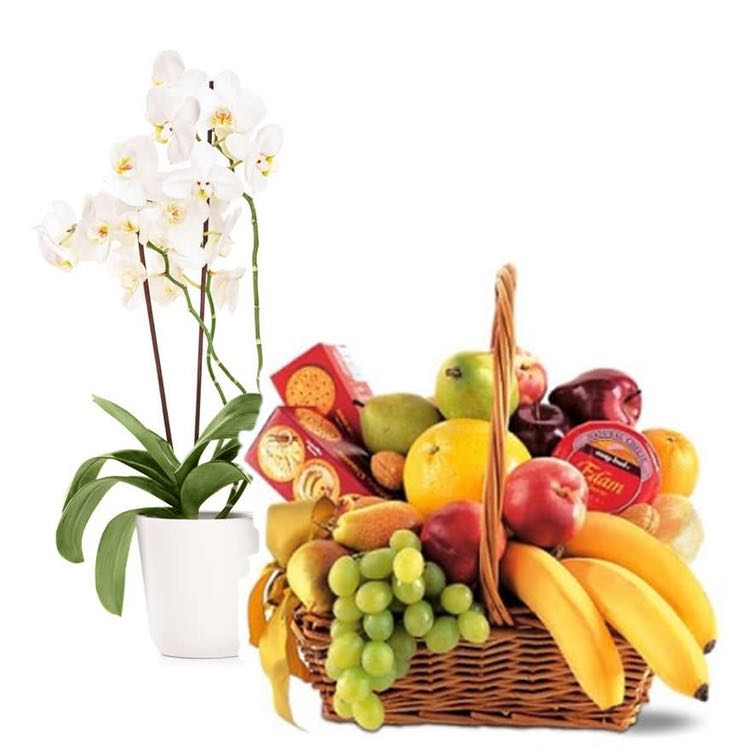 orquidea y fruta