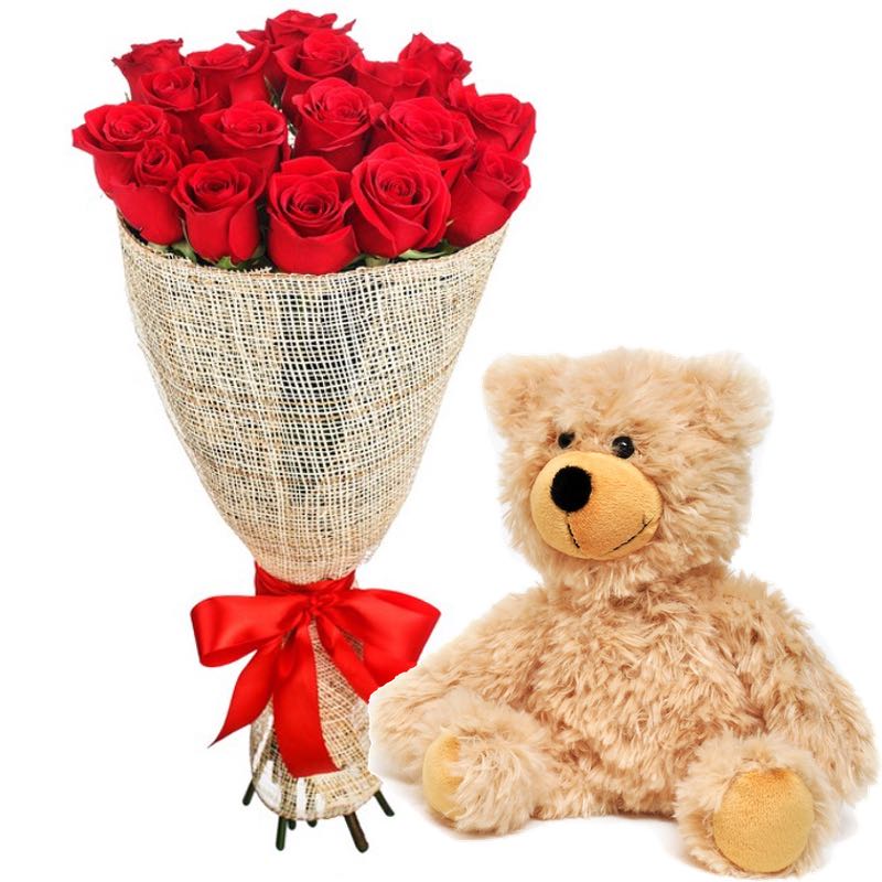 red roses and teddy bear: send and deliver Bouquets to Antigua and Barbuda