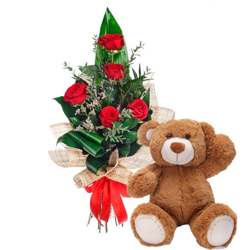 cute teddy bears with roses