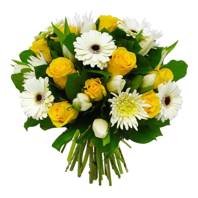 tulipani bianchi gerbere e rose: consegna Bouquets a domicilio in